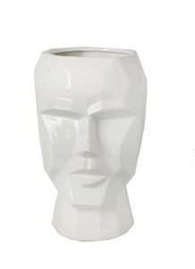 Geometric White Ceramic Face Planter