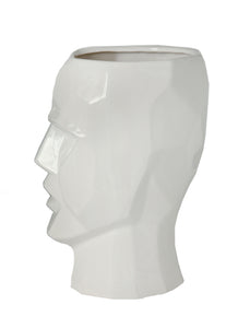 Geometric White Ceramic Face Planter