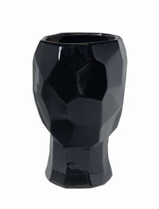 Geometric Black Ceramic Face Planter