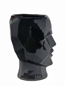 Geometric Black Ceramic Face Planter