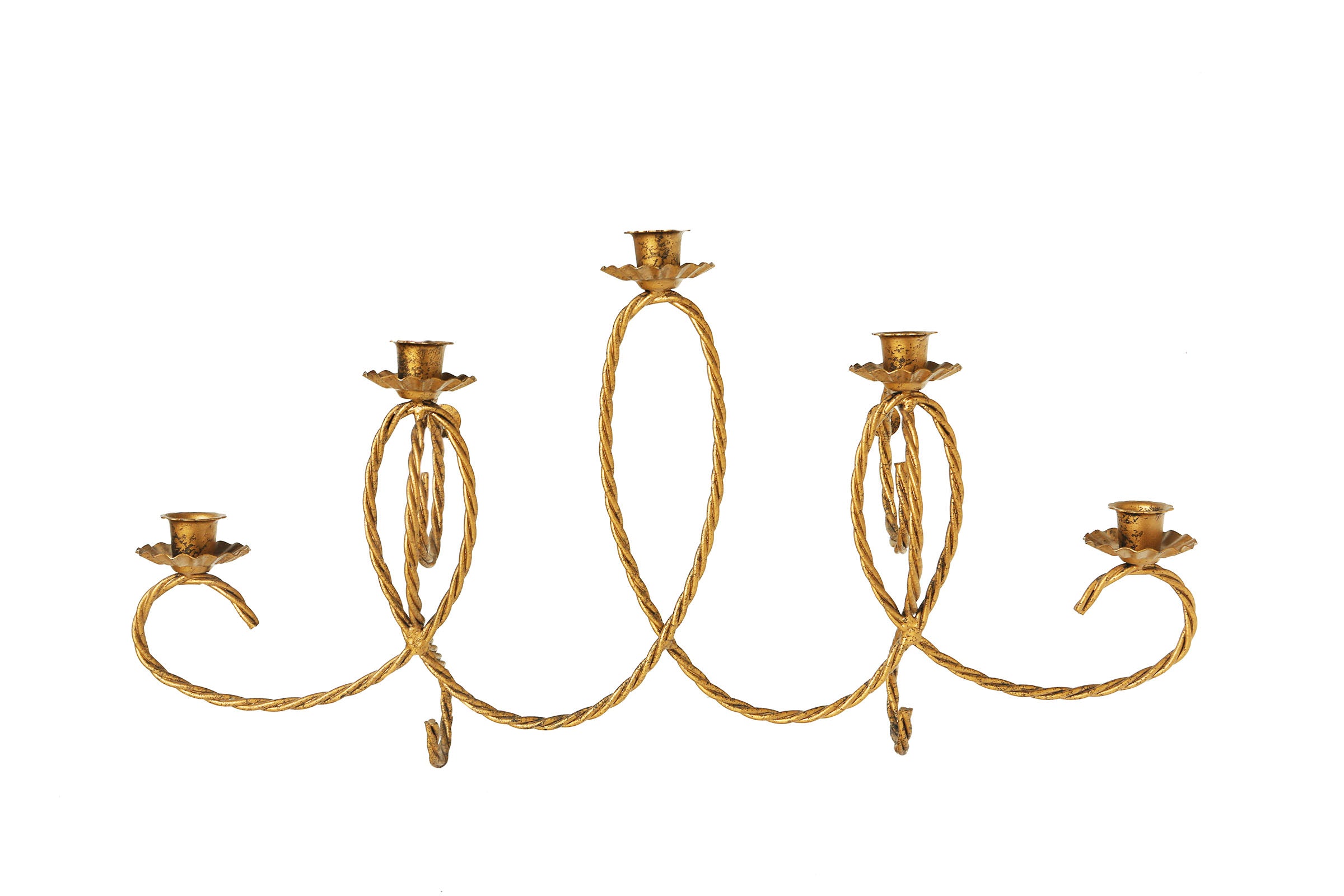 Gold Metal Candle Holder and Hook