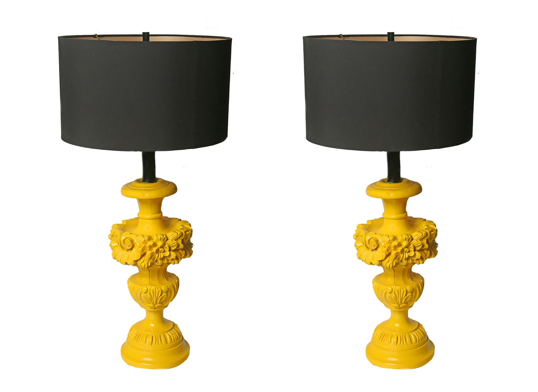 Custom Made Yellow Base Black Shade Lamps